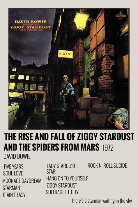 Ziggy Stardust Album Cover, Ziggy Stardust Album, The Spiders From Mars, David Bowie Poster, Spiders From Mars, Aesthetic 70s, David Bowie Starman, Polaroid Album, Moonage Daydream