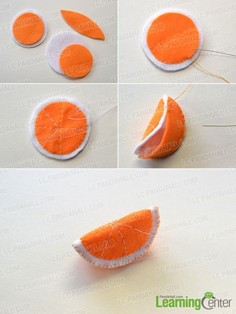 Home Decor Idea--How to Make Easy Felt Fruits for Beginners - Pandahall.com Easy Felt Food, Felt Food Patterns Free Templates, Diy Felt Play Food, Easy Felt Crafts, Baby Alive Food, Felt Food Diy, Felt Food Patterns, Felt Fruit, Felt Play Food