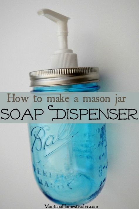 How to make a mason jar soap or lotion dispenser. This canning jar craft idea is perfect for the kitchen or bathroom. An easy DIY project that makes a great homemade gift idea too!  | Montana Homesteader Creative Diy Birthday Gifts, Soap Dispenser Diy, Dispenser Diy, Mason Jar Soap Dispenser, Diy Wool, Foam Soap Dispenser, Ball Mason Jars, Soap Dispensers, Wool Dryer Balls