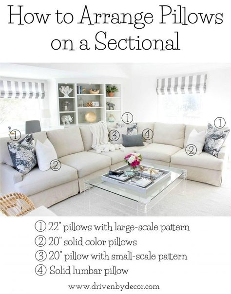 Great post about how to arrange pillows on sofas and sectionals and other great pillow tips! U Couch, Casa Disney, Driven By Decor, Throw Pillows Living Room, Casa Vintage, Room Remodeling, Retro Home Decor, New Living Room, A Living Room