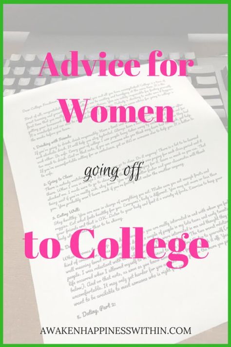 Advice for young women going off to college. College Freshman Survival Kit, Going Off To College, College Freshman Advice, College Ready, Freshman Advice, Graduation Book, Freshman Tips, Going To College, College Motivation