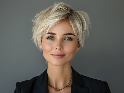 No more lifeless tresses! These bixie haircuts are sure to offer you volume and fullness. Pixie Haircut Ideas, Longer Pixie Haircut, Haircut Long, Angled Bob, Edgy Short Hair, Long Pixie, Short Bob Haircuts, Short Blonde, Haircuts For Fine Hair