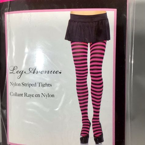 Pink/Black Striped Tights. Goth, Emo, Punk, Cosplay. Scene Tights, 2010 Emo Fashion, Black And Pink Scene, Scene Leggings, Pink Mall Goth, Scenecore Clothes, Scene Kid Outfits, Scene Fits, Scene Emo Fashion