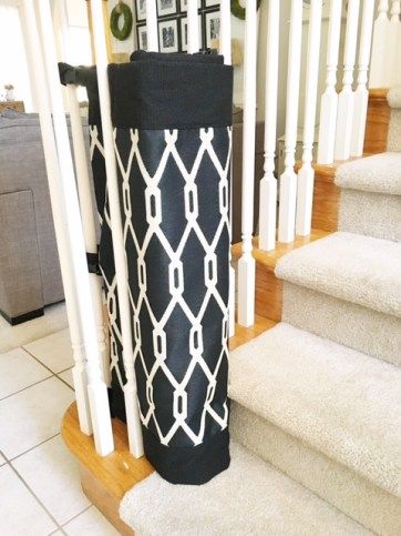 Baby-proofing (or Pet-proofing!) With Style - Living with Lady Fireplace And Cabinets, Fabric Stair Gate, Fabric Baby Gates, Retractable Dog Gate, Puppy Gates, Diy Dog Gate, Retractable Baby Gate, Baby Gate For Stairs, Diy Baby Gate