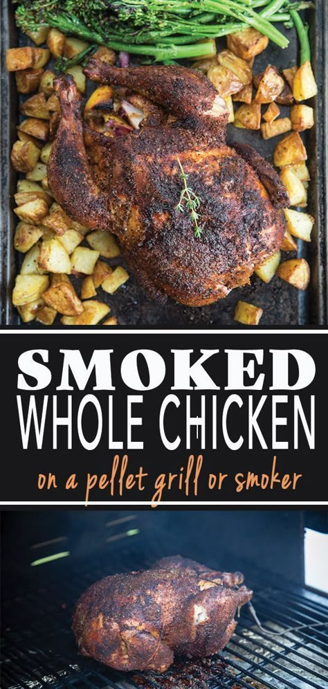 Roaster Chicken, Smoker Recipes Chicken, Smoker Grill Recipes, Smoked Chicken Recipes, Smoked Whole Chicken, Pellet Smoker Recipes, Traeger Grill Recipes, Cooking Whole Chicken, Whole Chicken Recipes