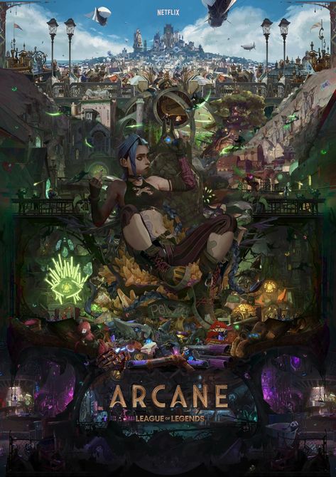 1920x (1920×2717) Arcane Poster, Arcane League Of Legends, Riot Games, Design Artwork, Netflix Streaming, Netflix Series, League Of Legends, Game Art, Poster Art