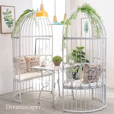 Birdcage Chair, Gazebo Wedding Decorations, Negotiation Table, Metal Wedding Arch, White Room Decor, Wrought Iron Decor, Gazebo Wedding, Furniture Design Chair, Wedding Backdrop Decorations