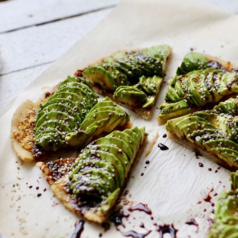 Avocado Flatbread | Avocados from Mexico Avocado Flatbread, Air Fryer Keto, Avocados From Mexico, Flat Breads, Spiralizer Recipes, Balsamic Reduction, Flatbread Recipes, Vegan Eats, Ripe Avocado