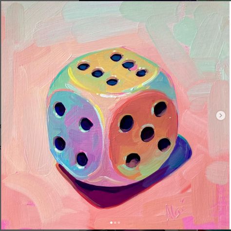 Lucky dice 🎲 Instagram - @alaiganuza Dice Drawing, Poster Colour Painting, Easy Poster, Prismacolor Drawing, Paintings Contemporary, Poster Color Painting, Paintings Oil, Library Art, Colorful Oil Painting