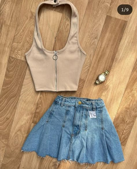 Cute Skirt Outfits, Fasion Outfits, Cute Preppy Outfits, Short Dresses Casual, Simple Trendy Outfits, Cute Simple Outfits, Really Cute Outfits, Kpop Outfits, Teen Fashion Outfits