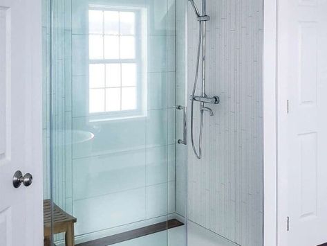 How to Protect the Window in the Shower from Water Spray - High Shower Windows In Shower Solution, Tiled Window Sill, Fiberglass Windows, Protect Water, Window In Shower, To The Window, Shower Rod, Windows Exterior, Wood Windows