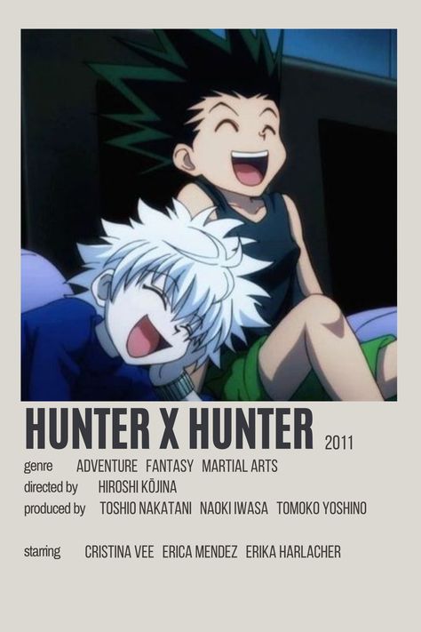 minimalist show poster #hxh #gon #killua #hunterxhunter [DO NOT REPOST] Anime Suggestions, Film Posters Minimalist, Poster Anime, Anime Printables, Anime Watch, Anime Titles, Movie Poster Wall, Anime Recommendations, Anime Decor