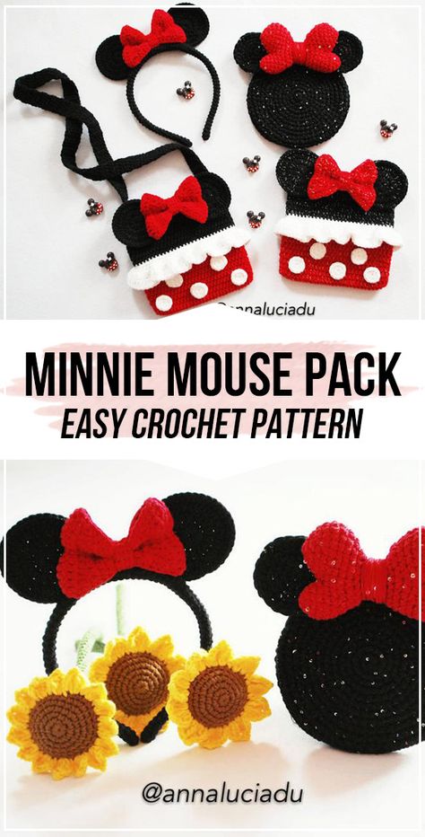 Costume Headbands, Crochet Minnie Mouse, Mickey Mouse Headband, Crochet Mickey Mouse, Super Cute Crochet, Crochet Pumpkins, Crochet Headband Pattern Free, Mochila Crochet, Disney Crochet Patterns