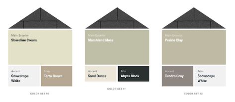 Fresh Color Palettes for a Gray or Black Roof | LP SmartSide | Blog Black Roof Cream House, Black Roof House Colors, Hardie Board Siding Colors, Modern Farmhouse Exterior Colors, Siding Colors For Houses, Farmhouse Exterior Colors, Farmhouse Colors, Exterior Paint Color Combinations, Lp Smartside