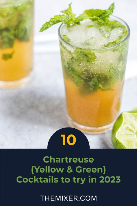 This delicious and historical liqueur is made from a secret blend of over 130 herbs and botanicals. It is a must-have for any home bartender! Did you know? Green Chartreuse packs a punch with its higher alcohol content and bold, herbal flavor, while Yellow Chartreuse is sweeter and more mellow. Tap to get the recipes! Chartreuse Drink Cocktails, Chartreuse Drink, Chartreuse Cocktail, Green Cocktails, Home Bartender, Yellow Chartreuse, Green Alcohol, Ginger Drink, Green Chartreuse