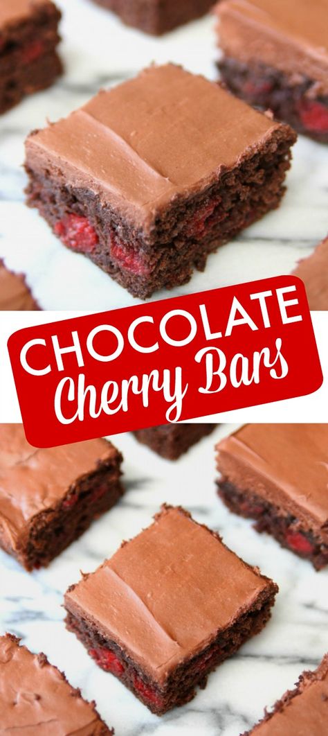 Chocolate Cherry Bars - Happy-Go-Lucky Chocolate Cherry Bars, Chocolate Cherry Pie, Whipped Chocolate Frosting, Cherry Frosting, Cherry Pie Bars, Cherry Brownies, Cherry Bars, Gooey Bars, Cheesecake Bar Recipes