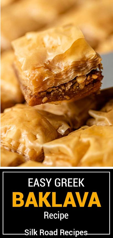 This easy, quick method Greek baklava recipe is your ticket to paradise! It’s sticky-sweet, crispy, and flaky with the perfect amount of nutty crunch. Baklava Recipe Videos, Baclavale Recipes Greek, Baklava Aesthetic, Easy Baklava Recipe, Baklava Recipe Easy, Greek Baklava, Phyllo Recipes, Baklava Recipe, Healthy Granola Bars