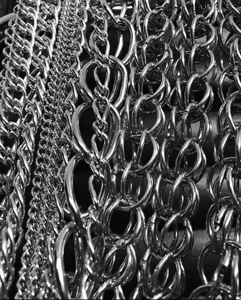 Shackles Aesthetic, Silver Chains Aesthetic, Chained Up, Punk Moodboard, Punk Chains, Chrome Aesthetic, Chain Aesthetic, Chains Aesthetic, Chain Clothes