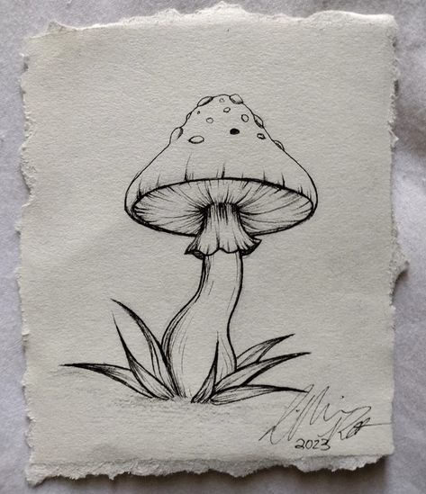 Mushroom Drawing, Pen Art Drawings, Doodle Art Designs, Mushroom Art, Pencil Art Drawings, Art Drawings Sketches Creative, Dessin Adorable, Pen Art, Book Art Drawings