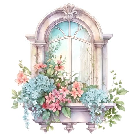 Scenery Watercolor, Flowers Scenery, Window Flowers, Wedding Illustration Card, File Decoration Ideas, Whimsical Art Journal, Window Box Flowers, Tattoo For Son, Wedding Illustration