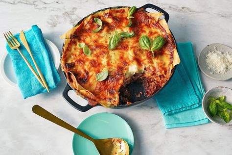 Vegetarian lasagne with three cheese béchamel - Recipes - delicious.com.au Vegetarian Lasagne, Fresh Pasta Dough, Cheesy Pasta Bake, Sundried Tomato Pesto, Lasagne Recipes, Lasagna Pasta, Cheesy Pasta, Pasta Dough, Comfort Dishes