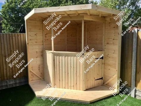 MADE TO MEASURE GARDEN BAR / PARTY GIN COCKTAIL BAR / HOME PUB / CORNER BAR | eBay Small Corner Garden, Cocktail Bar Home, Corner Bar Ideas, Bbq Shelter Ideas, Narrow Windows, Bbq Shelter, Garden Pagoda, Outdoor Garden Bar, Garden Bars