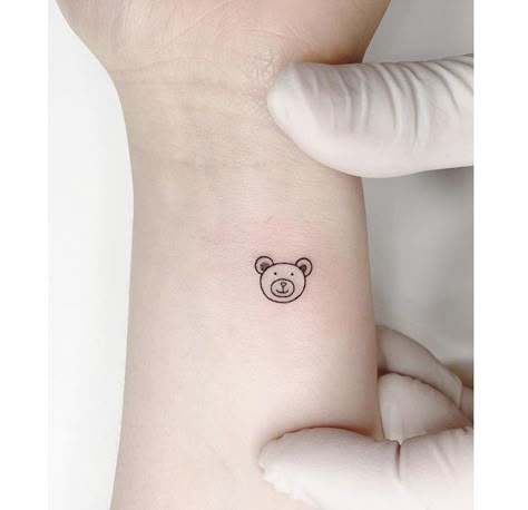 Teddy Bear Finger Tattoo, Mini Bear Tattoo, Teddy Bear Face Tattoo, Minimal Bear Tattoo, Tiny Bear Tattoo, Bear Face Tattoo, Cute Bear Tattoo, Teddy Tattoo, Side Finger Tattoos