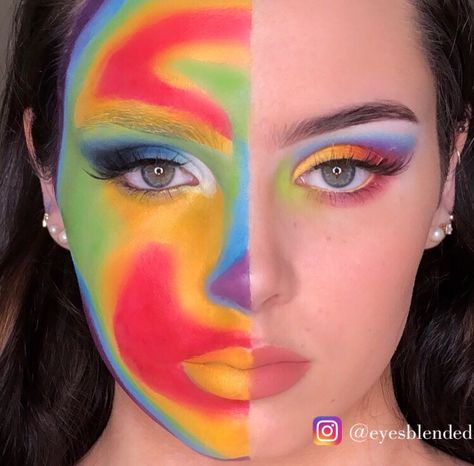 Thermal makeup Brockhampton Editorial makeup Thermal Makeup Look, Thermal Face Art, Thermal Makeup, Face Art Painting, Camera Makeup, Makeup Creative, Funky Makeup, Performance Makeup, Carnival Makeup