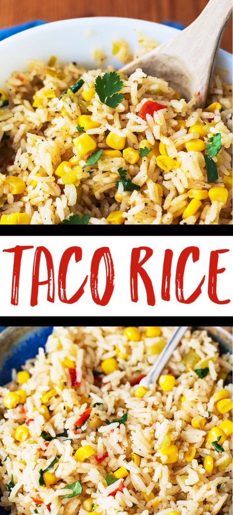 Taco Rice - This easy Mexican rice recipe is a wonderful side dish or filling for tacos/burritos. I make this easy family recipe all the time! #Rice #SideDish Burrito Filling, Types Of Rice, Taco Side Dishes, Flavorful Rice, Mexican Rice Easy, Taco Filling, Taco Rice, Rice Side Dish Recipes, Mexican Rice Recipes