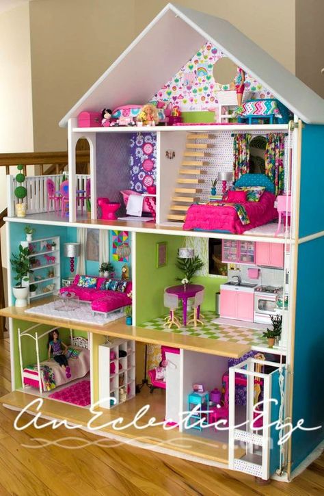 47 Entertaining DIY Dollhouse Projects Your Children Will Love Barbie House Furniture, Diy Barbie House, Girls Dollhouse, American Girl Doll House, Doll Furniture Diy, Diy Barbie Furniture, Doll House Plans, Dollhouse Projects, Diy Casa