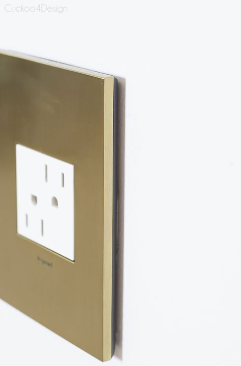 Legrand Adorne Brushed Brass outlet Modern Outlet Covers, Kitchen Flip, Kitchen Flips, Cabinet Outlet, Christina El Moussa, House Tweaking, Flip Ideas, Wall Switch Plates, Ikea Curtains