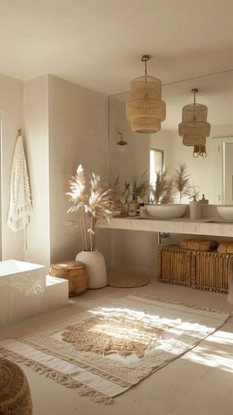 Bohemian Bathroom Ideas, Bohemian Bathroom Decor, Harsh Lighting, Elegant Bathroom Design, Mediterranean Interior Design, Creative Elements, Bohemian Bathroom, Mediterranean Interior, Elegant Bohemian