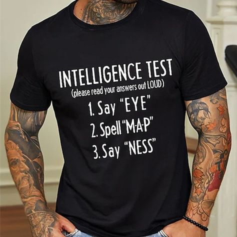 Intelligence Test, Short Sleeve Tops Casual, Shirt Casual Style, Novelty Shirts, 3d Shirt, Cool Graphic Tees, Men's Graphic T Shirt, Summer Style Casual, Street Casual