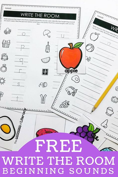 This free printable beginning sounds write the room activity is perfect for Kindergarten or 1st grade writing centers for learning the alphabet! #alphabet  #writetheroom #freeprintables #kindergarten Sounds Write, Writing Center Kindergarten, Writing Centers, Kindergarten Reading Activities, Alphabet Kindergarten, 1st Grade Writing, Write The Room, Kindergarten Centers, Phonics Kindergarten