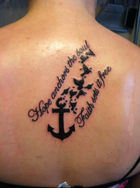 Hope anchors the soul, faith sets it free Tattoo Christian, Hope Anchors The Soul, Quote Tattoos, Faith Tattoo, Foot Tattoos For Women, Meaningful Tattoo, Geniale Tattoos, Anchor Tattoo, Tattoos For Daughters