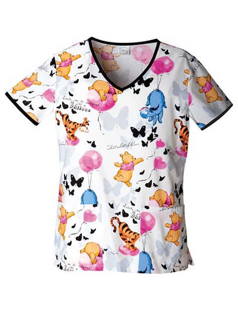 Disney Up In The Air V-Neck Scrub Top Pediatric Scrubs, Disney Scrubs, Scrub Style, Cute Scrubs, Cherokee Woman, Scrubs Outfit, Nursing Fashion, Scrubs Uniform, Flattering Tops