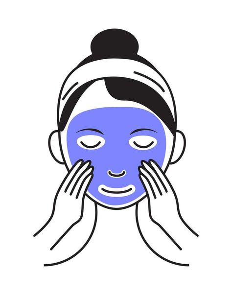 Facial mask sheet applying icon vector. Girl shows how to cleaning, whiting face and use cosmetic mask. Info-graphic in outline style illustration isolated Face Mask Illustration, Vector Girl, Facial Sheet Mask, Info Graphic, Mask Sheet, Facial Mask, Sheet Mask, Girls Show, Facial Masks