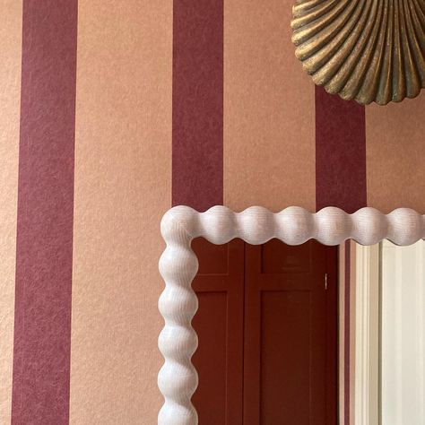 Henry Prideaux Interior Design on Instagram: “In striped heaven for this little sneak peek of a project nearing completion. The bobbin frame mirror and shell wall light complete this…” Mirror Bathroom Light, Bobbin Frame, Mirror Bathroom, Bathroom Light, Powder Bath, Kids Bath, Guest Bath, Brown Paper, Dressing Room