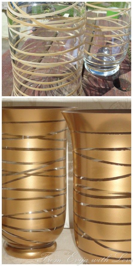 Transform an old glass container into a beautiful piece using gold spray paint Diy Spray Paint, Diy Sprays, Gold Spray Paint, Gold Spray, Gold Vases, Gold Diy, Painted Vases, Calla Lilies, Diy Vase