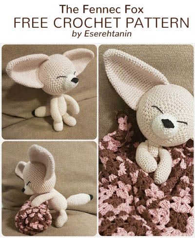 A free crochet pattern of the fennec fox. Do you also want to crochet the Fennec Fox. Read more about the Free Crochet Pattern The Fennec Fox. Zorro Fennec, Fox Amigurumi, Fox Crochet, Crocheted Fox Pattern, Crochet Geek, Amigurumi Fox, Fennec Fox, Crochet Amigurumi Free, Fox Pattern