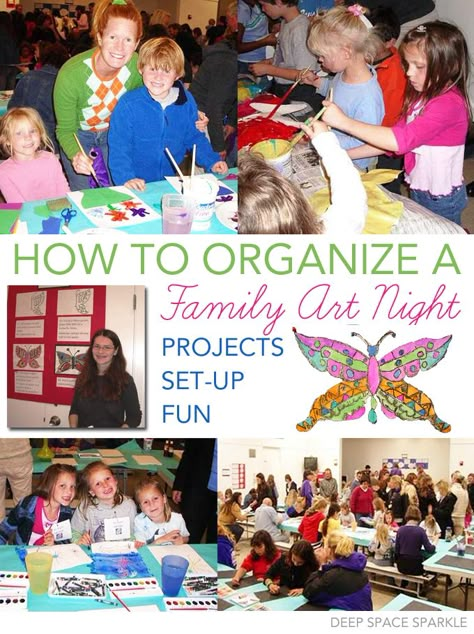 How to organize a family art night at your children's school School Family Night Ideas, School Family Night, Family Art Night, Family Night Ideas, Family Night Activities, Family Art Projects, Family Involvement, Parent Night, Deep Space Sparkle