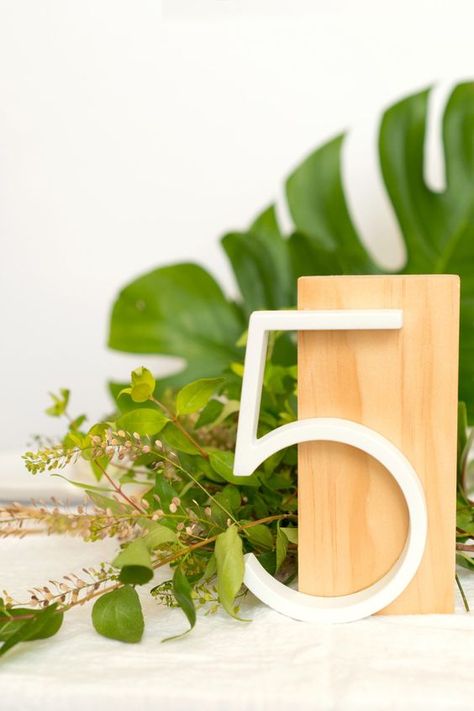 DIY MODERN TABLE NUMBERS FOR WEDDINGS Diy Modern Table, Table Number Decorations, Modern Table Numbers, Diy Table Numbers, Modern Reception, Modern Wedding Inspiration, Wedding Table Centerpieces, Modern Diy, Wedding Signage