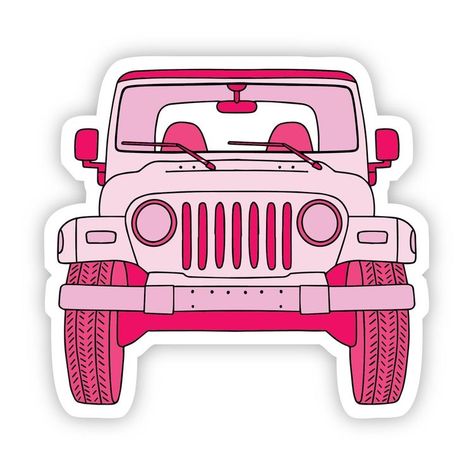 Jeep Aesthetic, Jeep Stickers, Stickers Cool, Red Jeep, Jeep Decals, Pink Jeep, Preppy Stickers, Aesthetic Sticker, Kid Friendly Trips