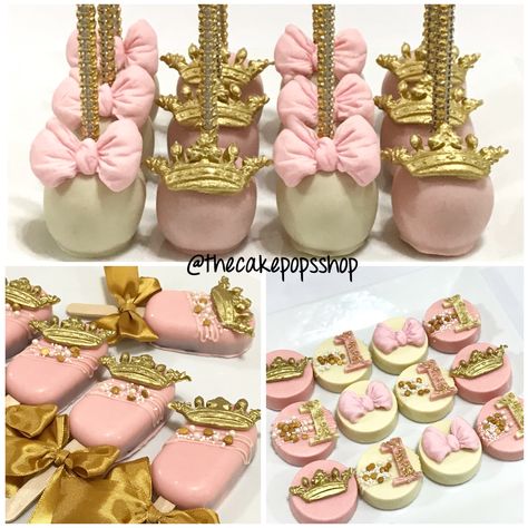 Princess Theme Desserts, Royalty Theme Party, Princess Birthday Party Food, Prince Baby Shower Decorations, Princess Cake Pops, 1st Birthday Princess, Princess First Birthday, Baby First Birthday Themes, Pink Sweet 16