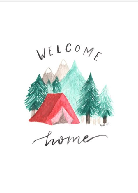 Welcome Home • Camping watercolor art print | Adventure & the Wild Camping Watercolor, 수채화 그림, Etsy Art Prints, Art Et Illustration, Watercolor Inspiration, Art And Illustration, Etsy Art, Watercolor Art Prints, Welcome Home