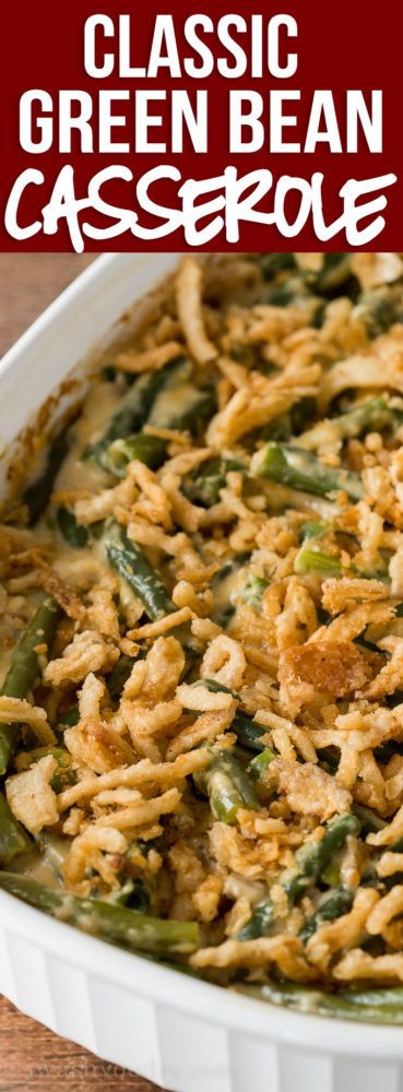 YUM! This Classic Green Bean Casserole Recipe is made with fresh green beans and a surprise ingredient that sends it over the top! Crockpot Green Bean Casserole, Thanksgiving Diner, Crockpot Green Beans, Green Bean Casserole Crock Pot, Best Green Bean Casserole, Slow Cooker Green Beans, Green Bean Casserole Recipe, Classic Green Bean Casserole, Green Bean Casserole Easy