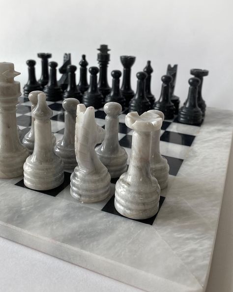 Introducing The Marble Chessboard. Crafted in solid marble, the set works as a great gift for chess lovers and can be used as a bold decor piece when not in use. DM to Order #justserene Marble Chess Set, Bold Decor, The Marble, Chess Set, Chess Board, Chess, Being Used, Decorative Pieces, It Works