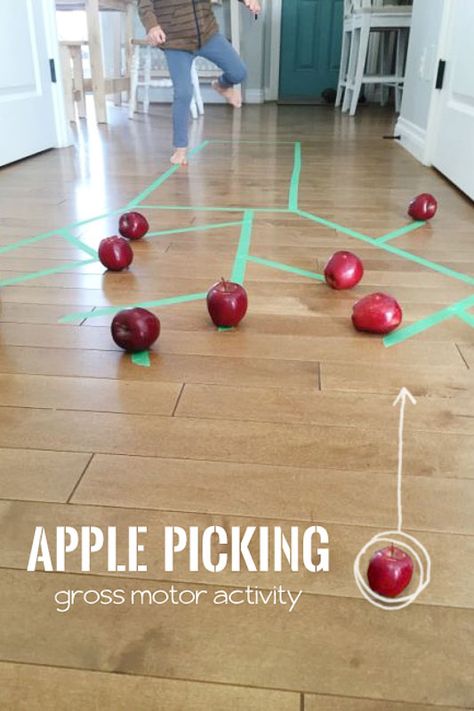 Apple tree picking activity that's great for gross motor skills Apple Large Motor Activities, Apple Large Motor Activities Preschool, Disney Large Motor Activities, Find Motor Activities For Kids, Large Motor Activities For Preschoolers, Gross Motor Activity, Apple Preschool, Motor Planning, Apple Activities