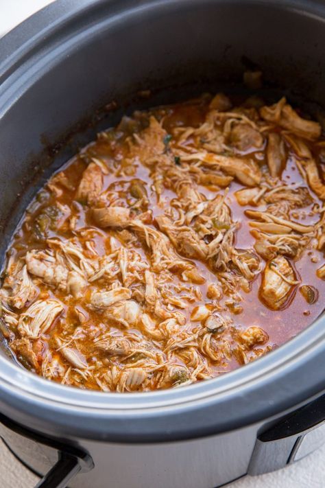 Crock Pot Mexican, Crockpot Mexican Chicken, Shredded Chicken Enchiladas, Crockpot Chicken Dinners, Panini Recipes Chicken, Shredded Chicken Crockpot, Slow Cooker Shredded Chicken, Mexican Shredded Chicken, Crockpot Stew