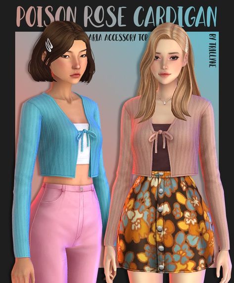 Poison Rose Cardigan + Aria Accessory Tops | Patreon Sims 4 Cardigan, Sims Love, Sims 4 Toddler Clothes, Dapper Suits, Rose Cardigan, Packing Clothes, Sims 4 Dresses, Sims 4 Toddler, Chic Skirts